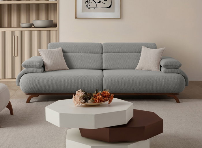 Atelier Del Sofa Bonjo Walnut - Grey, Sofá de 3 plazas